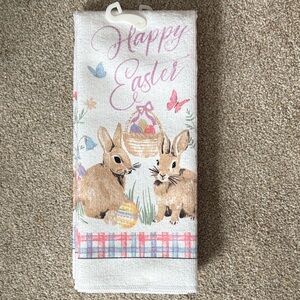 Easter Bunny Kitchen Towel - White and Brown